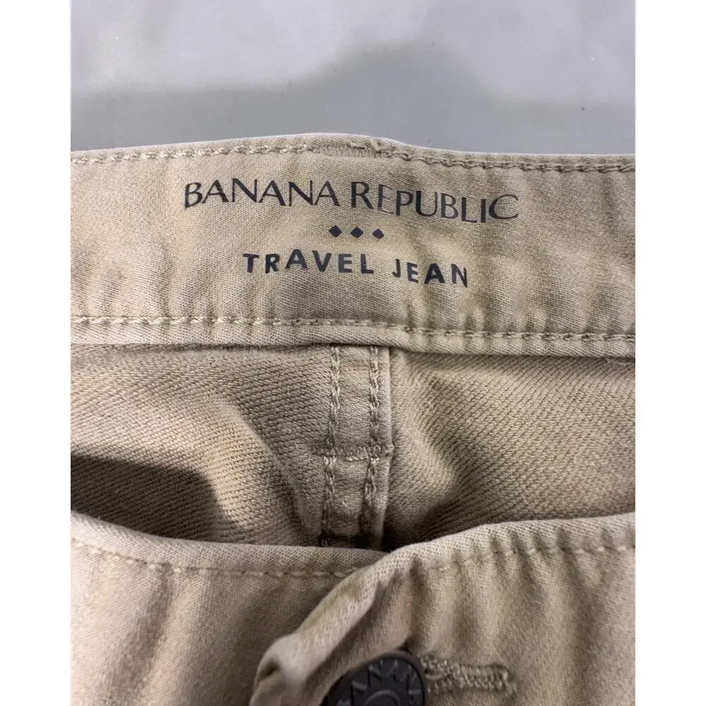 Banana Republic Traveler Jeans Mens 36x32 Beige Athletic Fit Stretch Pants